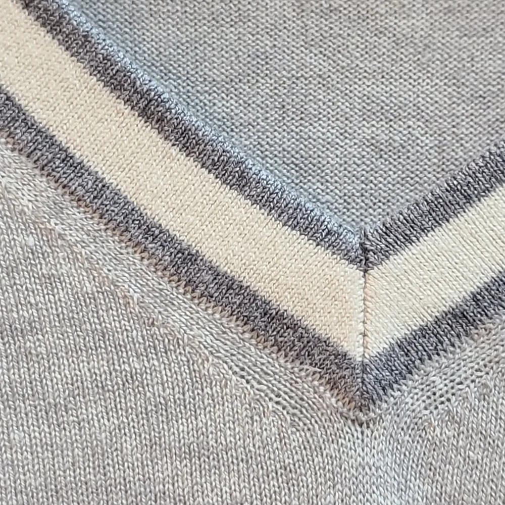 Silk Cotton Cashmere Blend Varsity Collegiate Sweater Men's Large